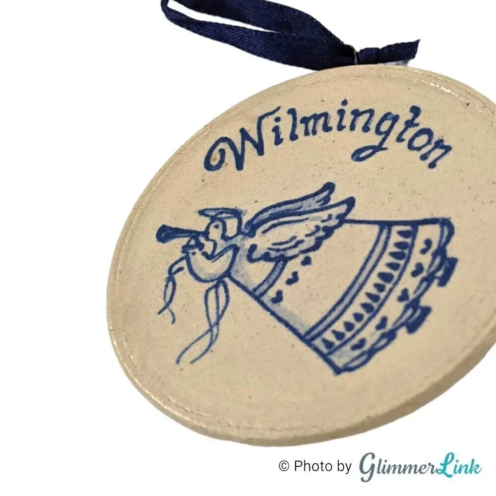 Vintage 1990s Round MPC Wilmington Angel Ceramic Christmas Holidays Ornament